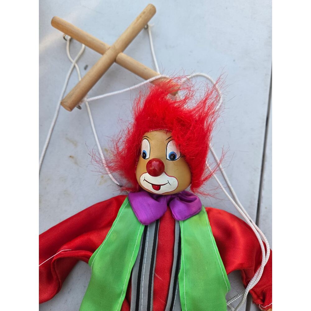 Tellon Wooden Clown Marionette 16"